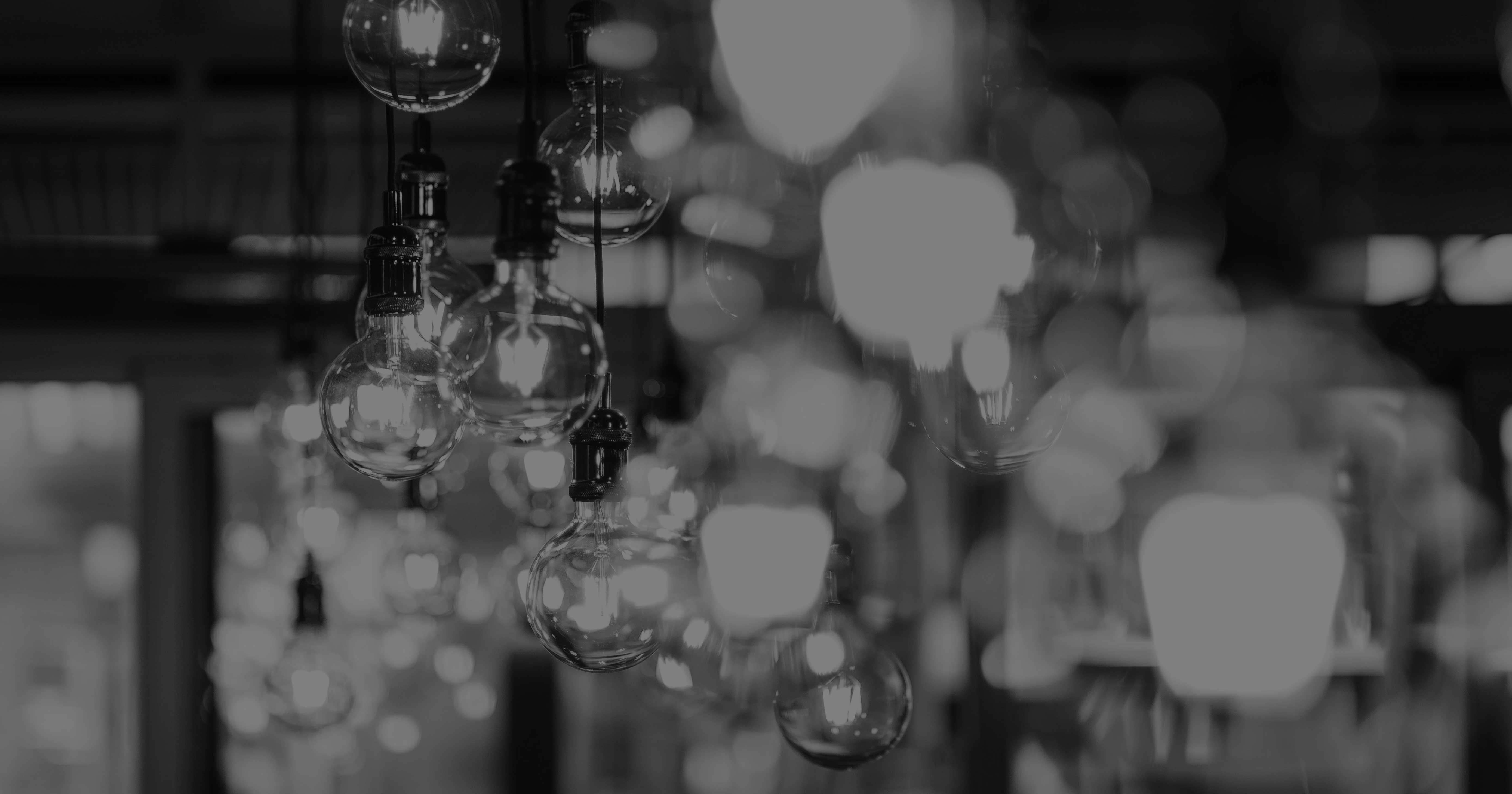 Black and white artful photo of lightbulbs