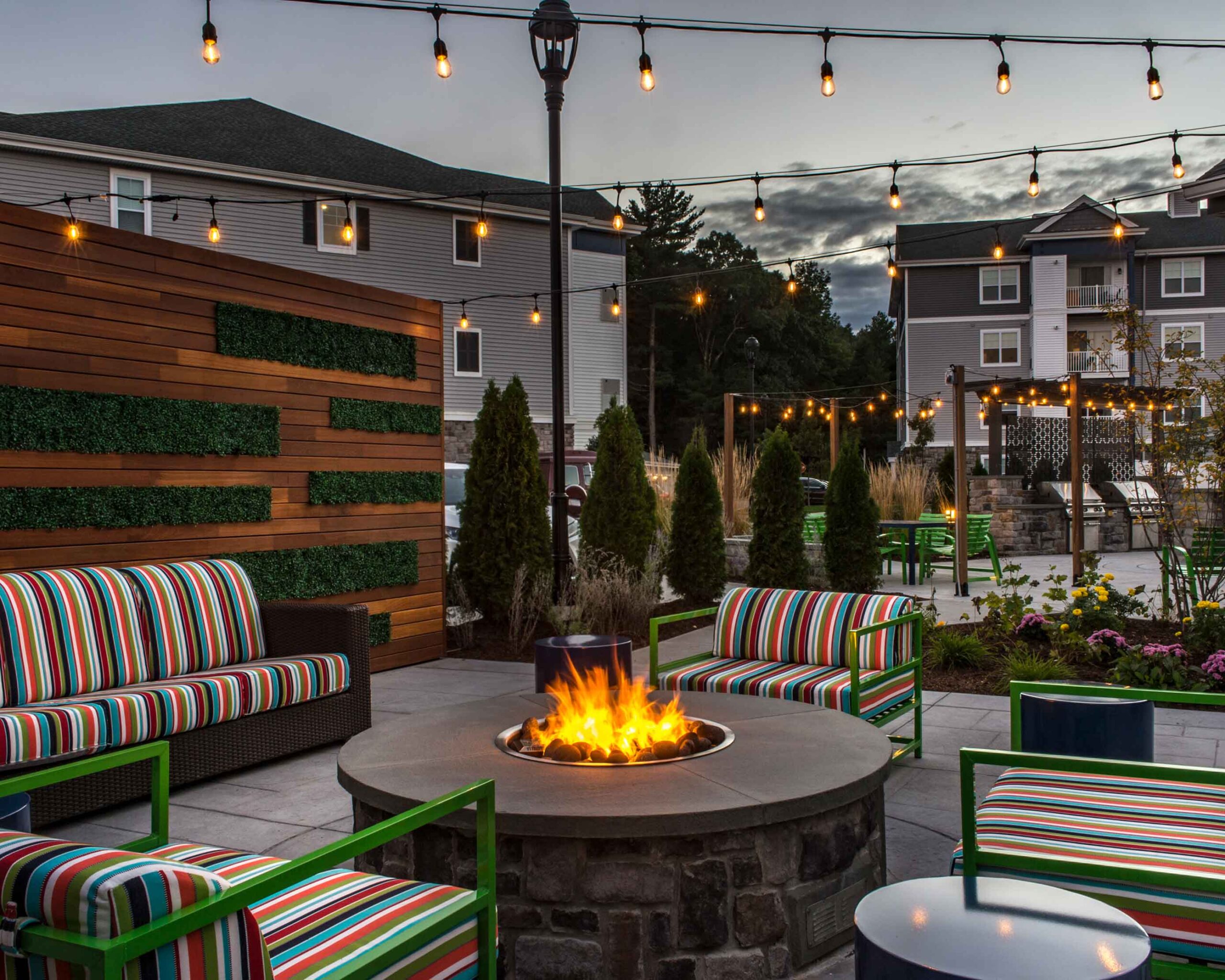 outdoor retreat for grilling, gaming and firepit sitting